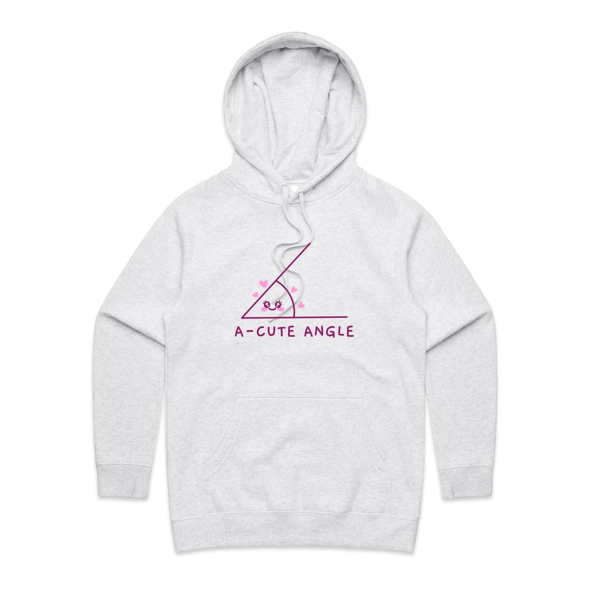 A-Cute Angle, Maths - Womens Hoodie White Marle Womens Hoodie Maths Printed In Australia