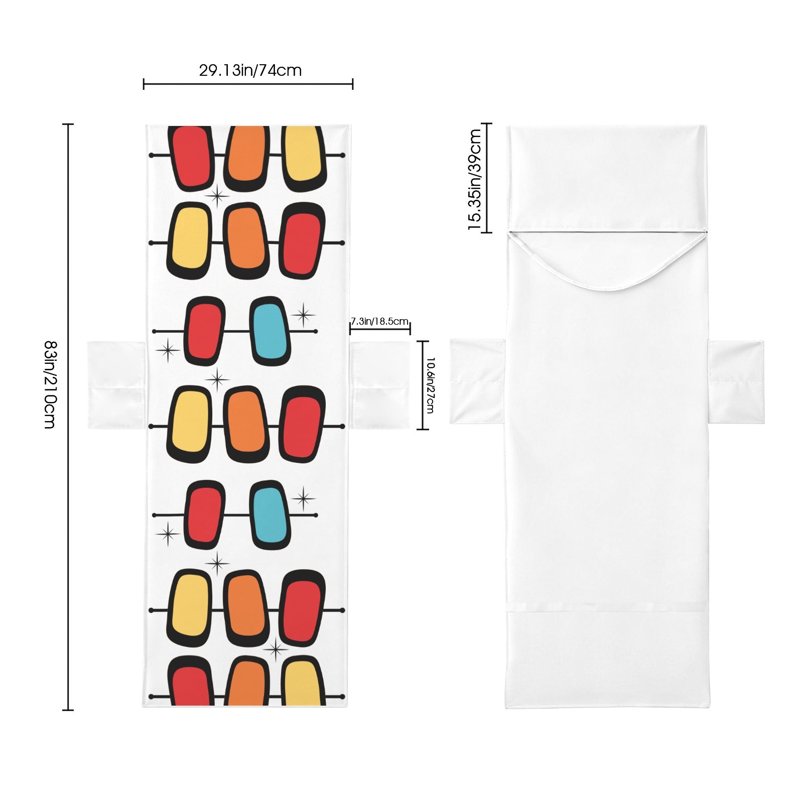 Retro Shapes Beach Chair Towel Cover with Side Pockets