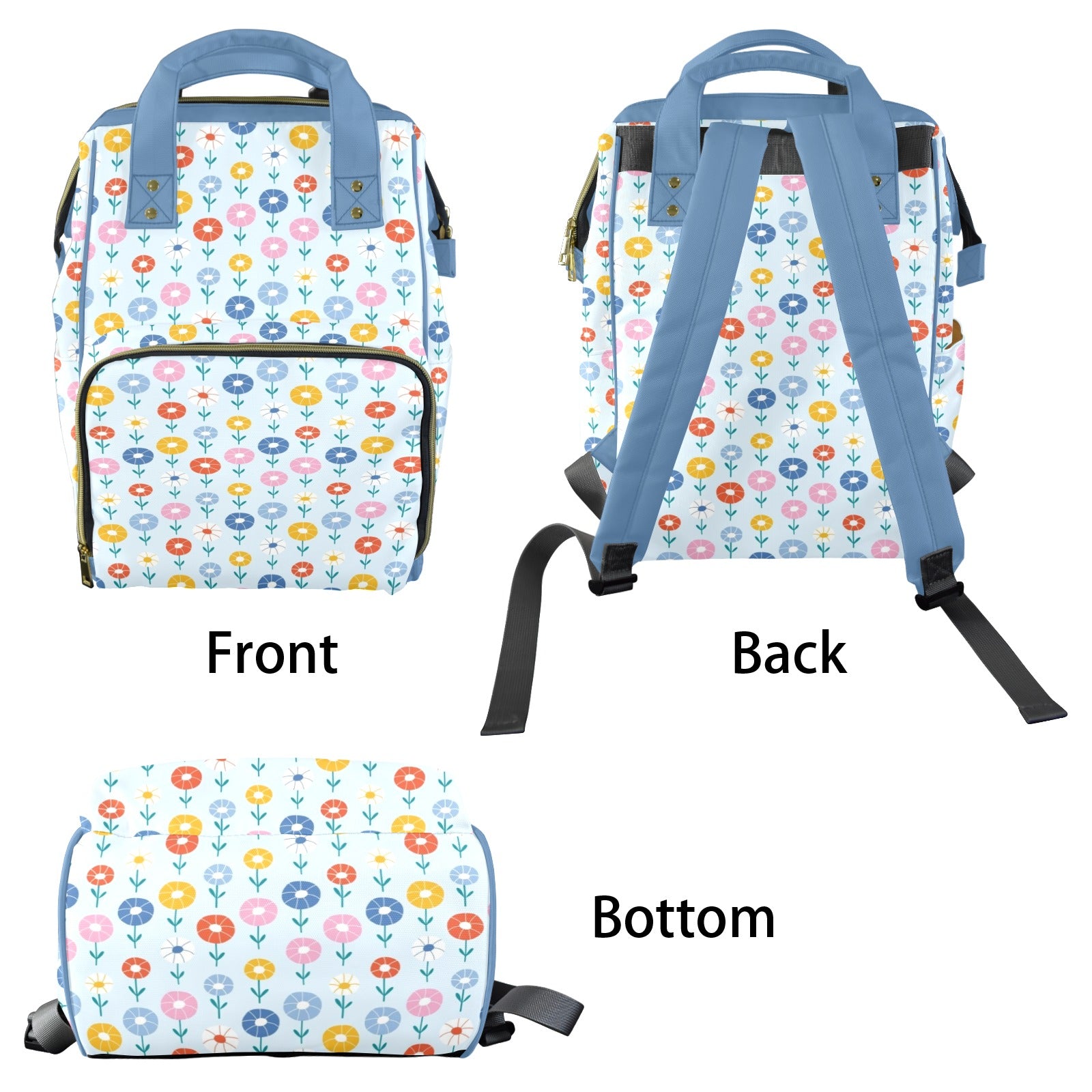 Abstract Cute Flowers Multi-Function Backpack, Nappy / Diaper Bag Multi-function Backpack, Nappy / Diaper Bag Plants Printed Offshore