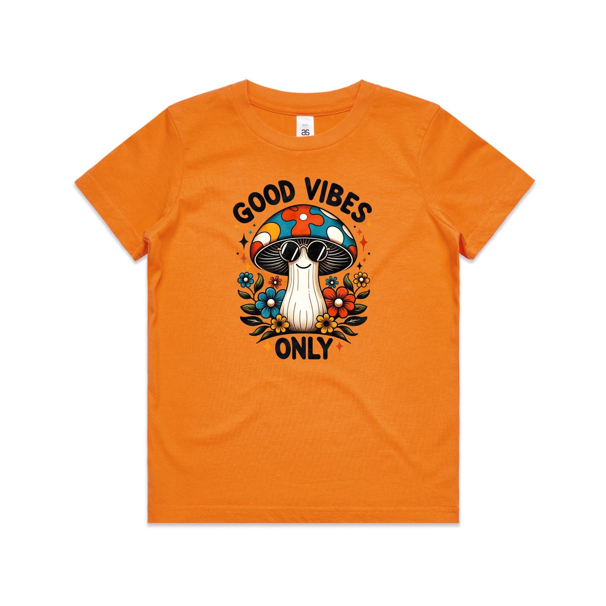 Good Vibes Only, Hippie Mushroom With Sunglasses - Kids T-shirt