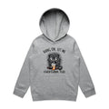 Frazzled Cat, Hang On Let Me Overthink This Kid's AS Colour Hoodie Grey Marle Kids Hoodie animal Printed In Australia