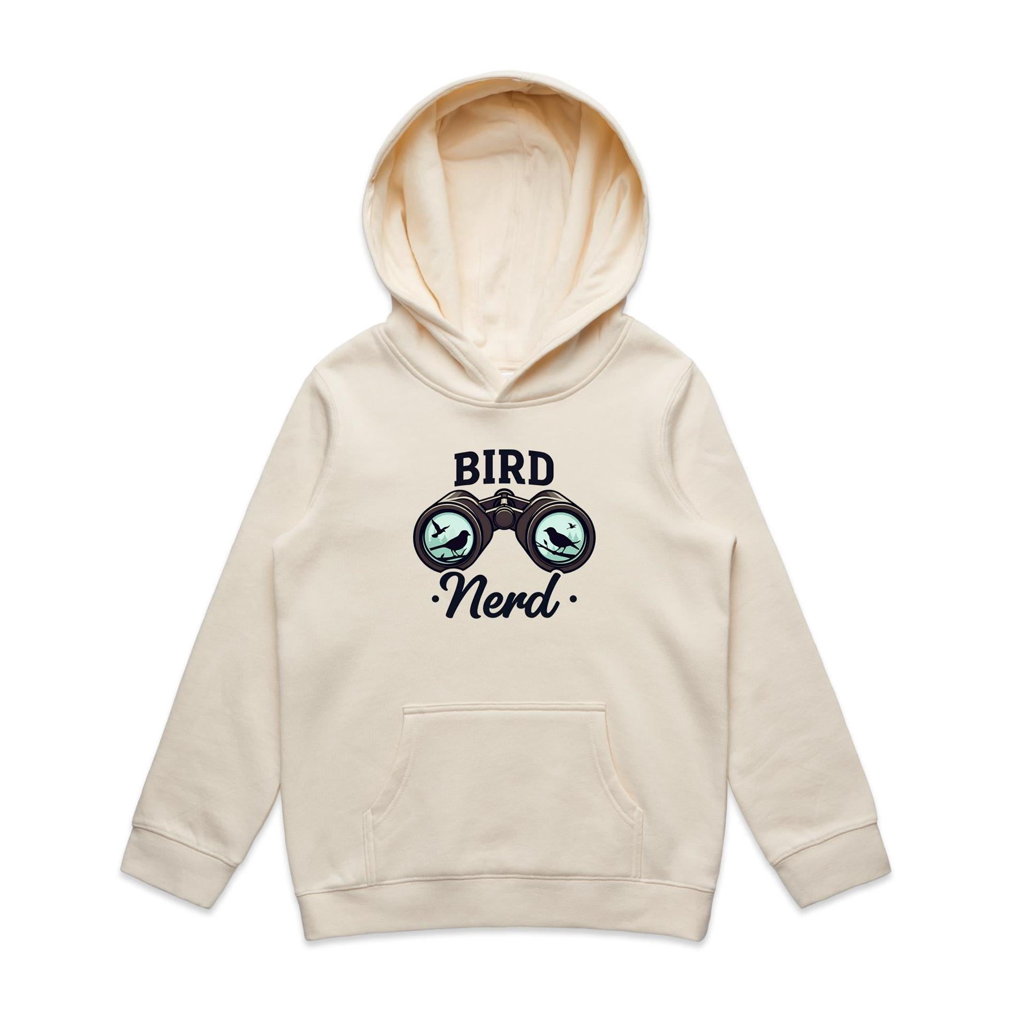 Bird Nerd - Kids Hoodie Ecru Kids Hoodie animal Printed In Australia