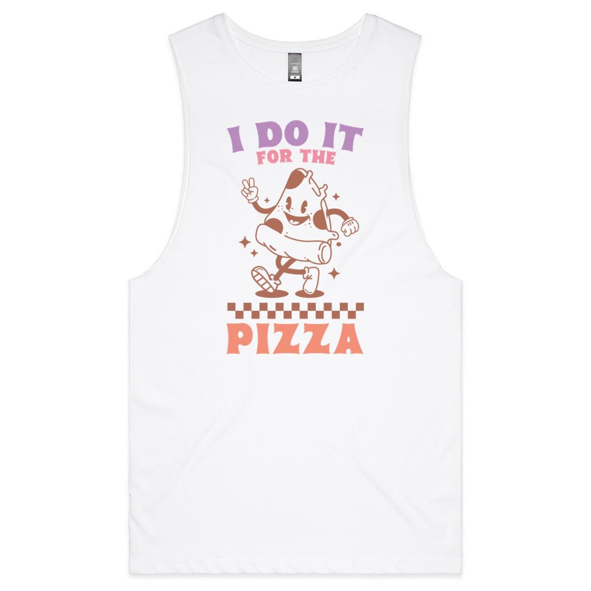 I Do It For The Pizza - Tank Top Tee White Drop Arm Tank Top Fitness Printed In Australia