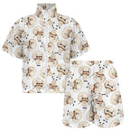 Cute Mushrooms Women's Windbreaker Short Set Women's Windbreaker Short Set Food Printed Offshore