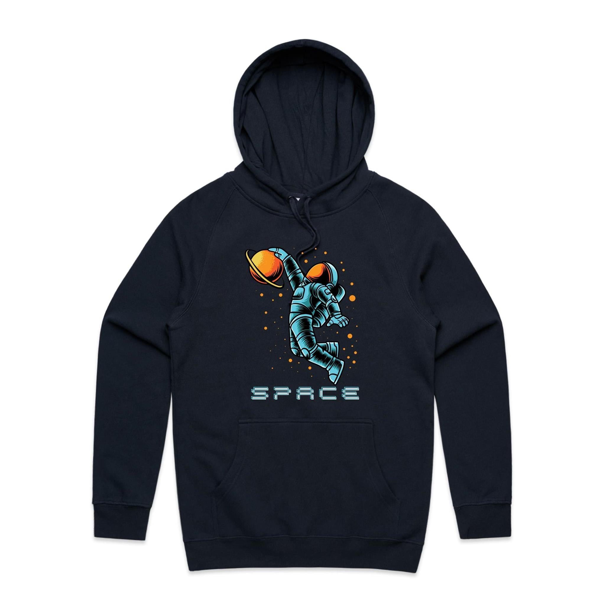 Astronaut Basketball - Mens Hoodie Navy Mens Hoodie Printed In Australia Space