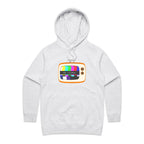 Retro TV, No Signal - Womens Hoodie White Marle Womens Hoodie Printed In Australia Retro Tech