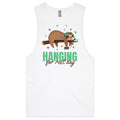 Hanging For Rest Day, Sloth - Tank Top Tee White Drop Arm Tank Top Fitness Printed In Australia