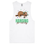 Hanging For Rest Day, Sloth - Tank Top Tee White Drop Arm Tank Top Fitness Printed In Australia