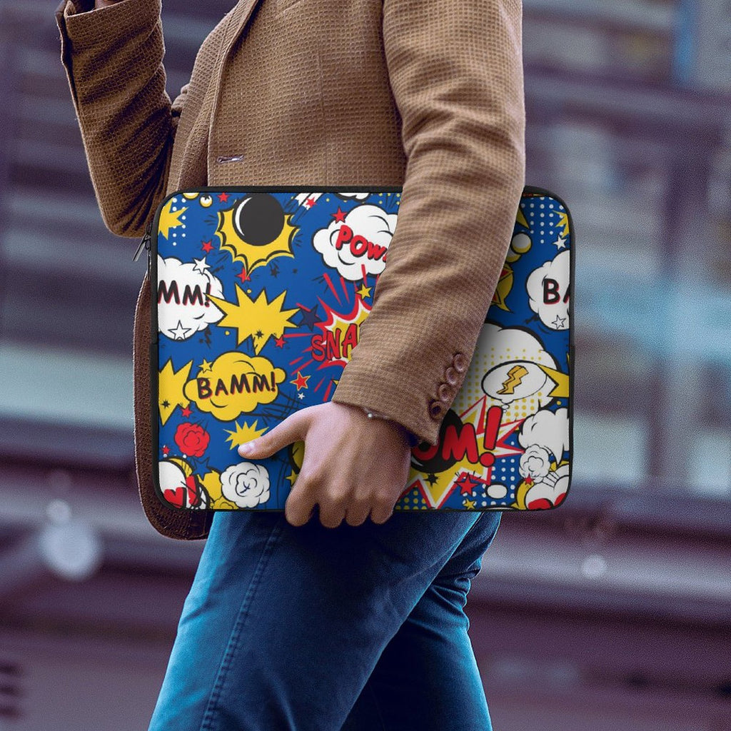 Blue Comic Book Laptop Sleeve (Multiple Sizes) Laptop Sleeve comic Printed Offshore
