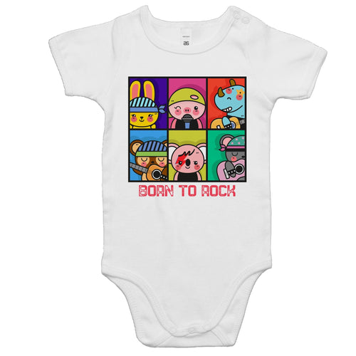 Born To Rock -Baby Bodysuit White Baby Bodysuit Printed In Australia