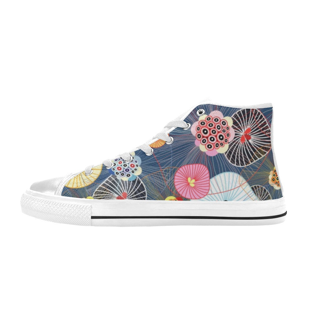 Abstract Floral - Women's High Top Canvas Shoes