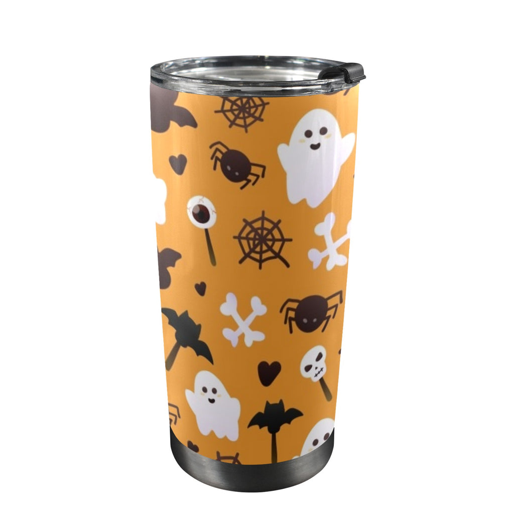 Halloween Ghosts 20oz Mobile Tumbler with Lid (Black Lock) One Size 20oz Travel Mug Halloween Printed Offshore