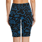 Blue Squiggle Women's Bike Shorts With Side Pockets Women's Bike Shorts Printed Offshore