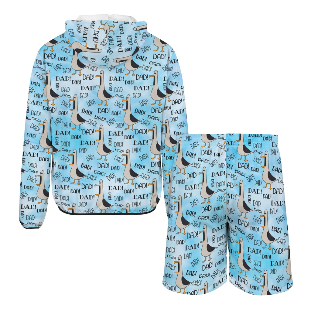 Dad Seagull Men's Lightweight Sun Hoodie & Shorts Set Men's Lightweight Sun Hoodie & Shorts animal Dad Printed Offshore