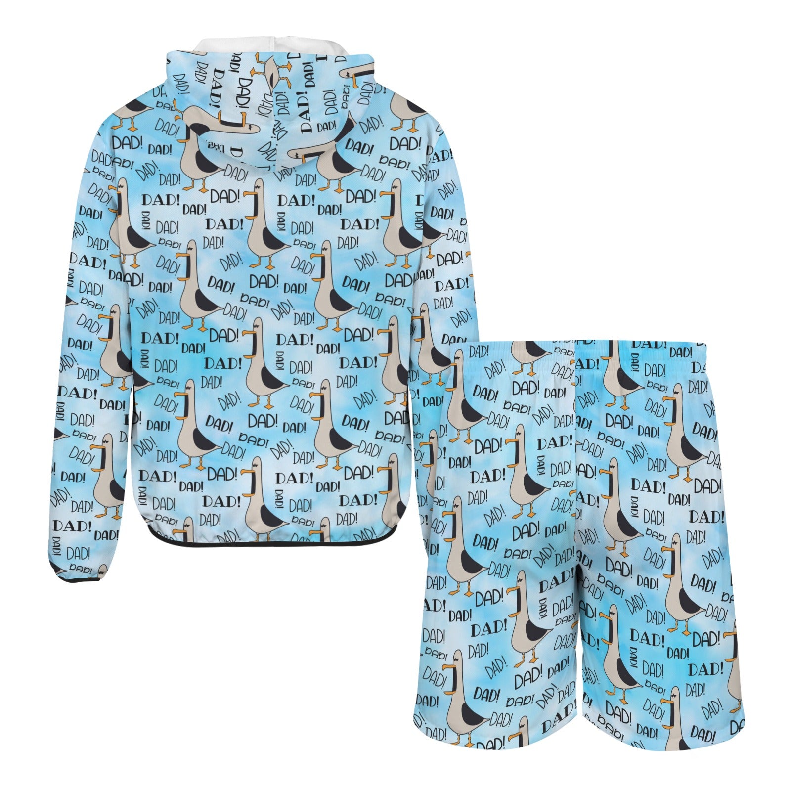 Dad Seagull Men's Lightweight Sun Hoodie & Shorts Set Men's Lightweight Sun Hoodie & Shorts animal Dad Printed Offshore