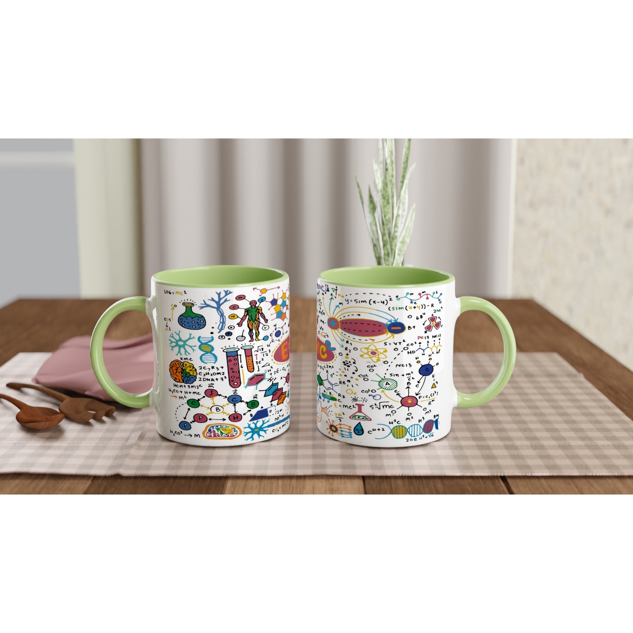 Science Time - White 11oz Ceramic Mug with Colour Inside Ceramic Green Colour 11oz Mug Globally Fulfilled Science