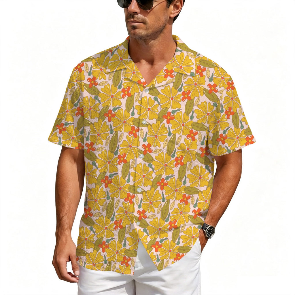 Trippy Floral Men's Crinkle Hawaiian Shirt