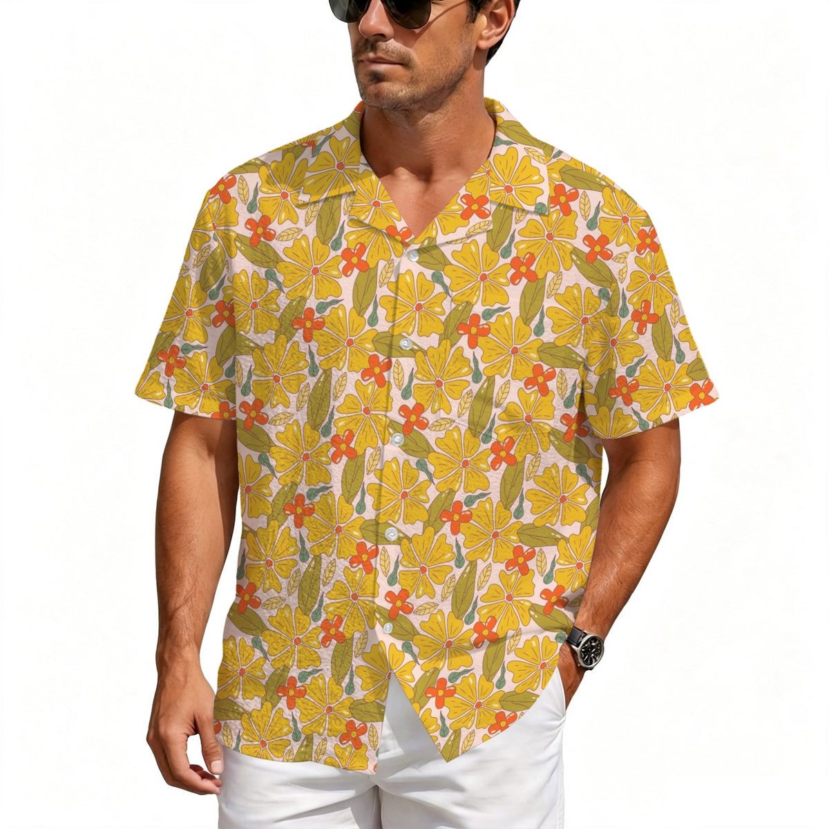 Trippy Floral Men's Crinkle Hawaiian Shirt