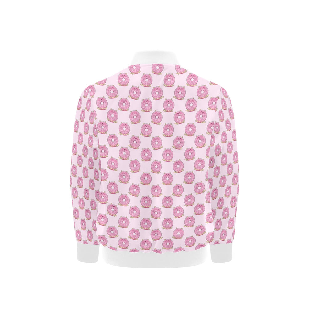 Pink Cat Doughnuts Kids Bomber Jacket