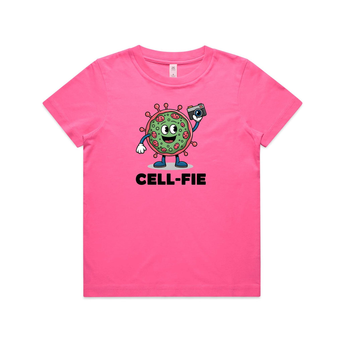 Cell-fie Cell Selfie Kids AS Colour T-shirt Charity pink Kids Youth T-shirt Printed In Australia Science
