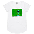 Alien Backing Into Hedge Meme Women's AS Colour Scoop Neck T-Shirt White Womens Scoop Neck T-shirt Printed In Australia Sci Fi