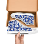 Blue Hawaiian Floral - Kids High Top Canvas Shoes