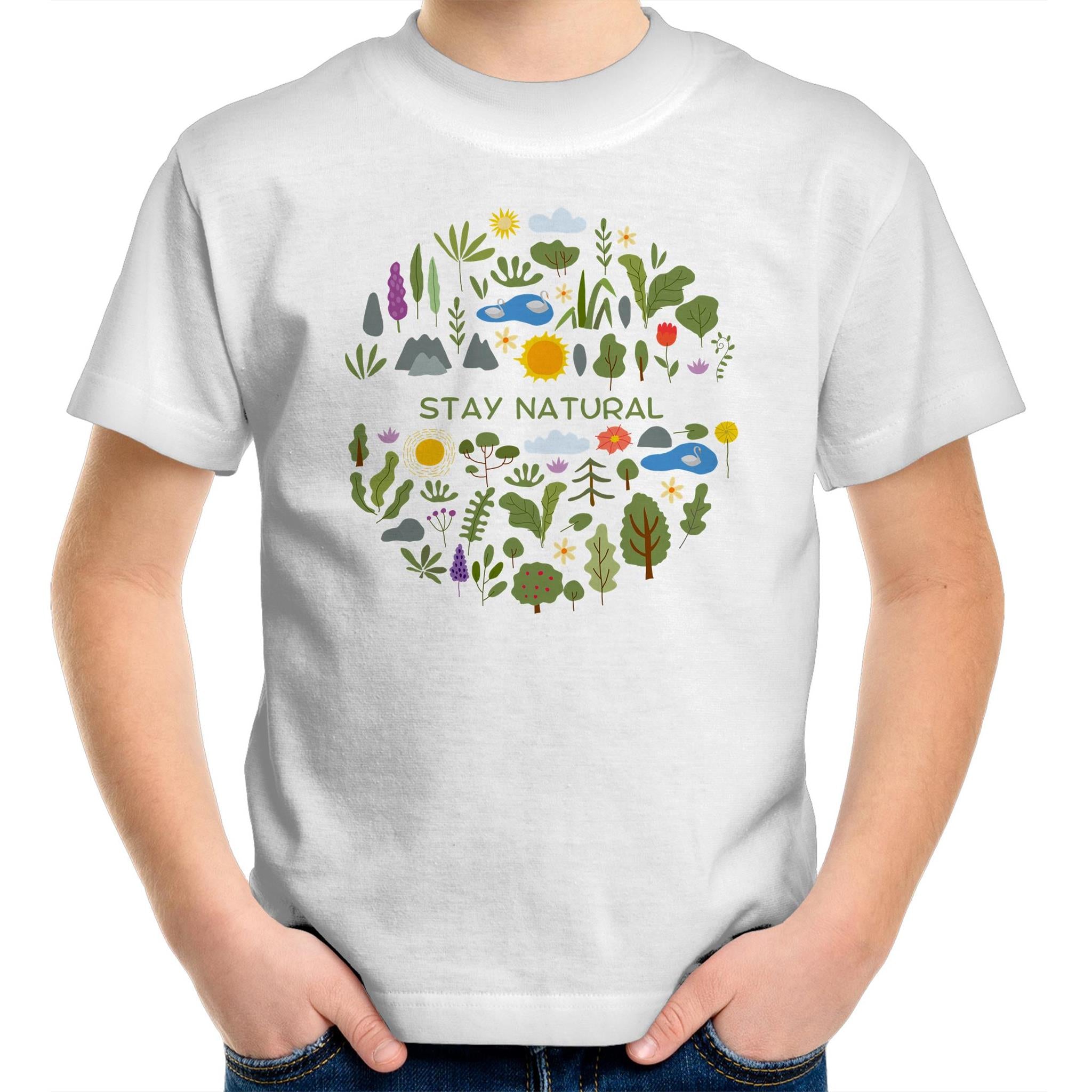 Stay Natural - Kids Youth T-Shirt White Kids Youth T-shirt Plants Printed In Australia