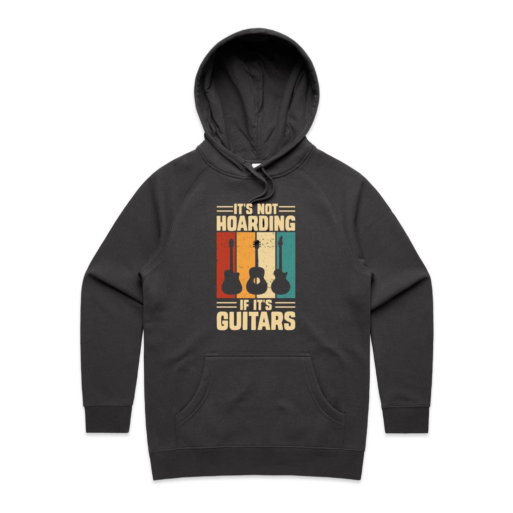 It's Not Hoarding If It's Guitars - Womens Hoodie Coal Womens Hoodie Music Printed In Australia