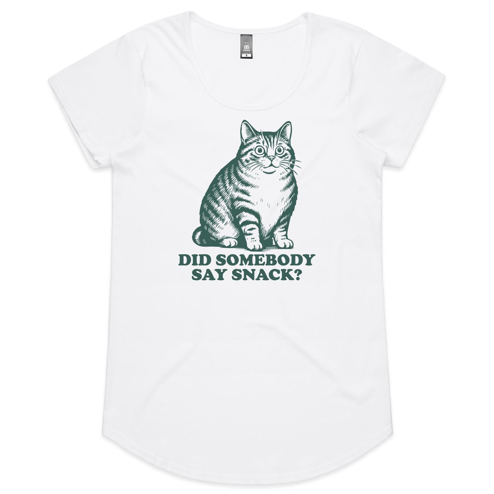 Cat, Did Somebody Say Snack? - Womens Scoop Neck T-Shirt