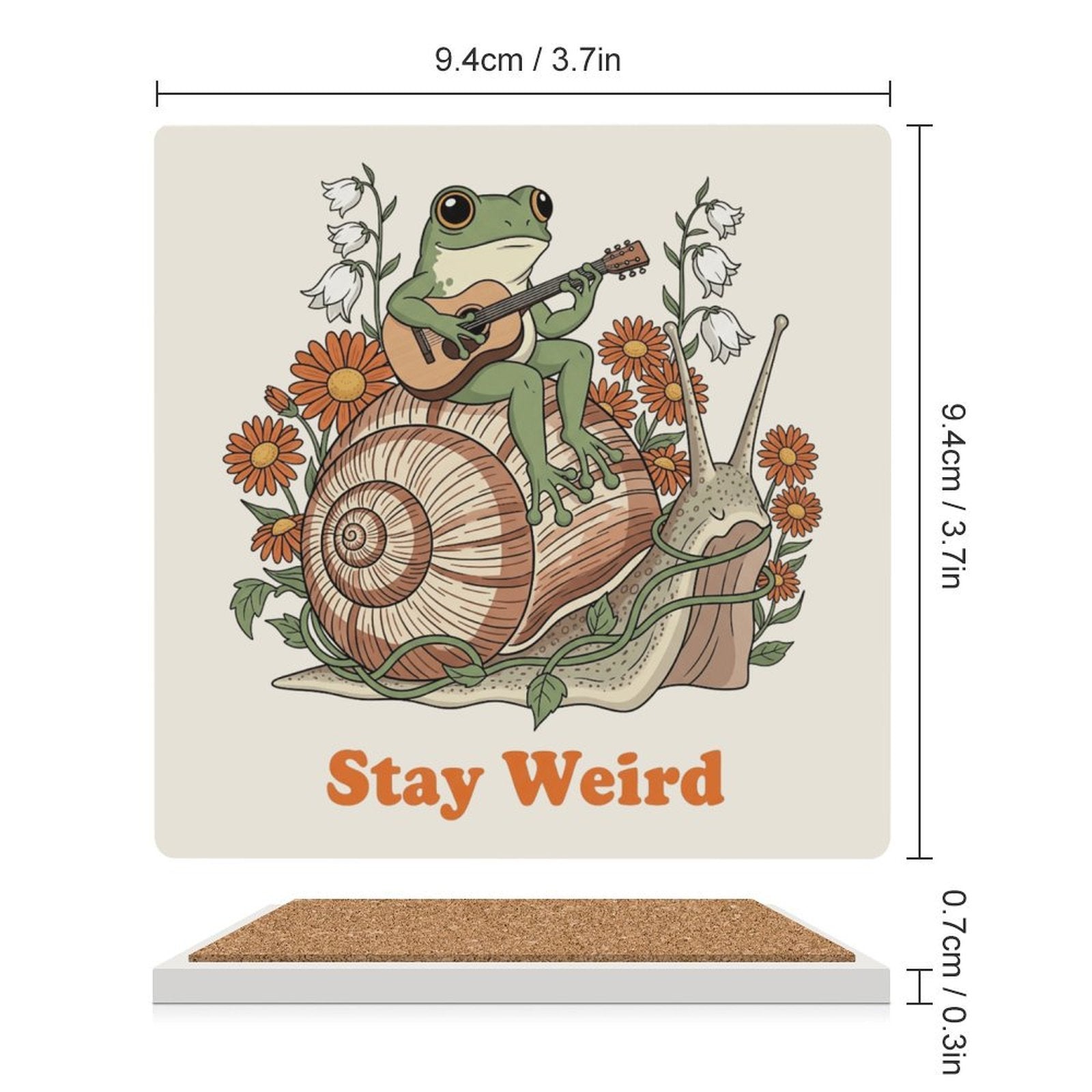 Stay Weird, Frog With Guitar Ceramic Coasters Ceramic Coasters animal Music Printed Offshore
