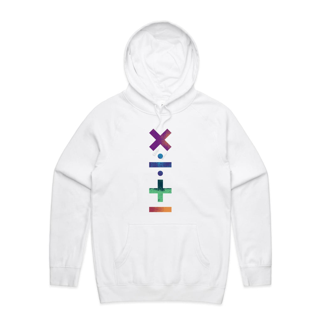 Math Symbols - Mens Hoodie White Mens Hoodie Maths Printed In Australia