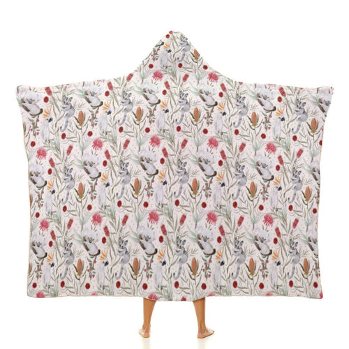 Australian Plants And Animals Kids Hooded Blanket 100cm x 130cm white 40"×50" animal Australia Printed Offshore