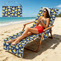 Rubber Ducks On Dark Beach Chair Towel Cover with Side Pockets