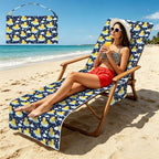 Rubber Ducks On Dark Beach Chair Towel Cover with Side Pockets