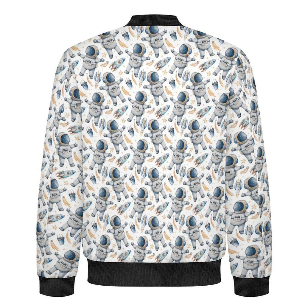Astronauts And Rocket Ships Men's Casual Zip‑Up Bomber Jacket