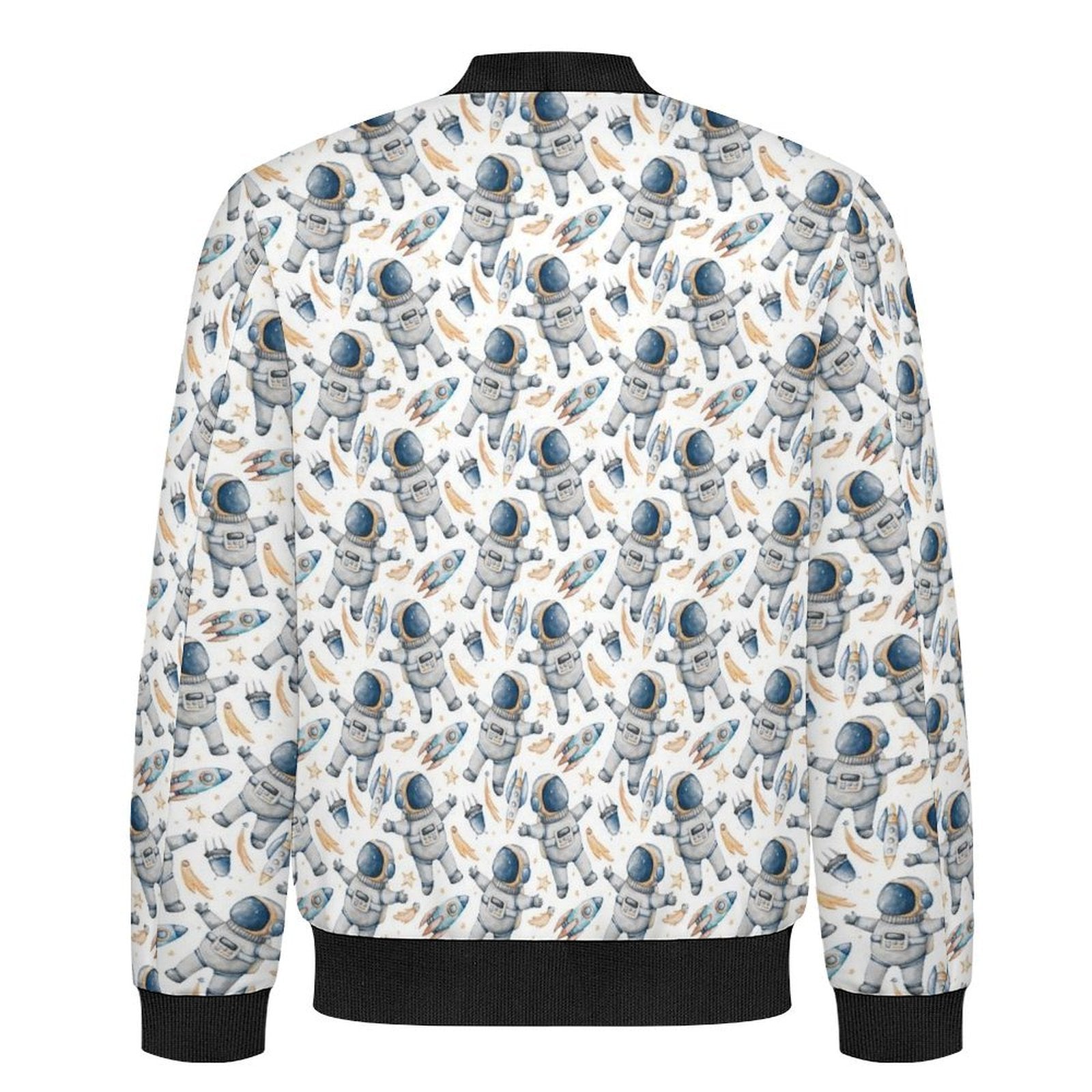 Astronauts And Rocket Ships Men's Casual Zip‑Up Bomber Jacket