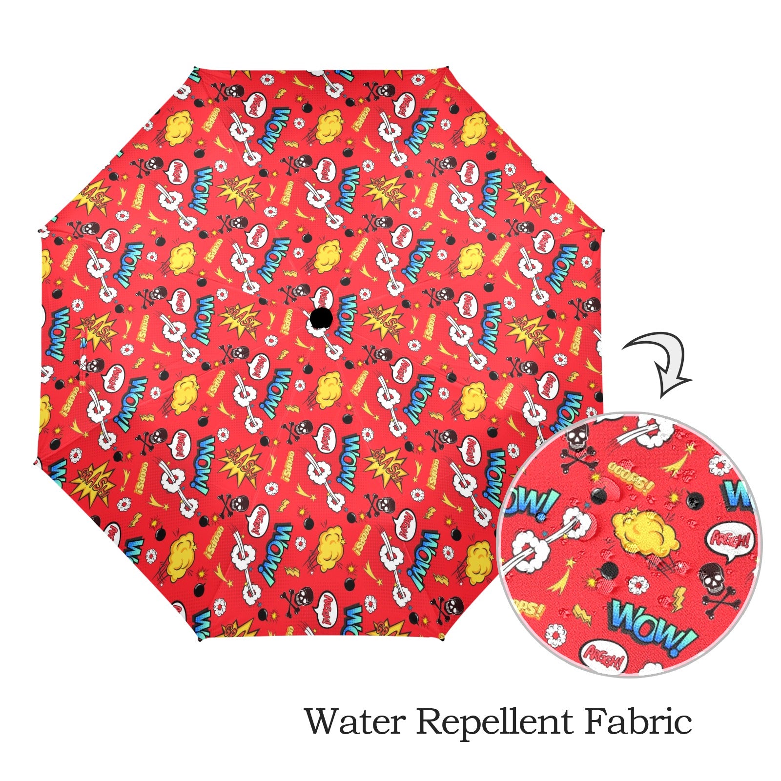 Comic Book Red - Semi-Automatic Foldable Umbrella (Model U12) Semi-Automatic Foldable Umbrella (U12)