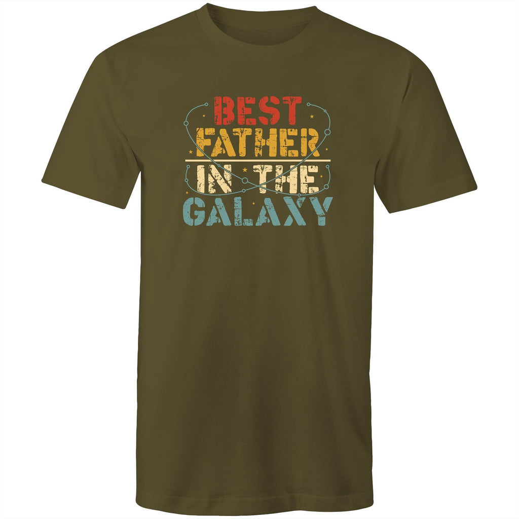 Best Father In The Galaxy - Mens T-Shirt Army Green Mens T-shirt Dad Printed In Australia