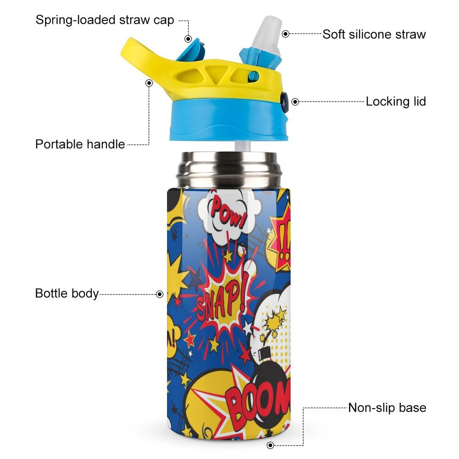 Blue Comic Book - Little Kids Water Bottle Little Kids Water Bottle comic Printed Offshore