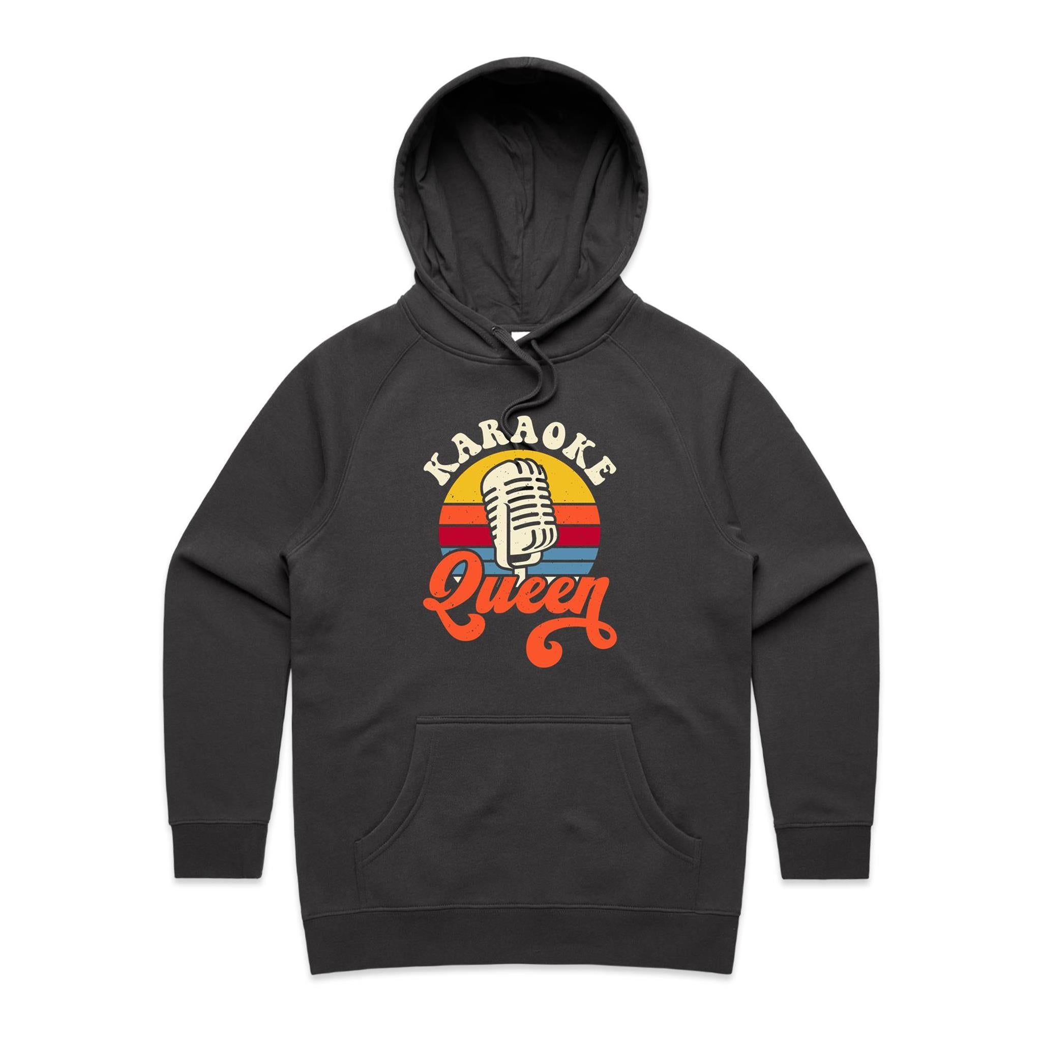 Karaoke Queen - Womens Hoodie Coal Womens Hoodie Music Printed In Australia