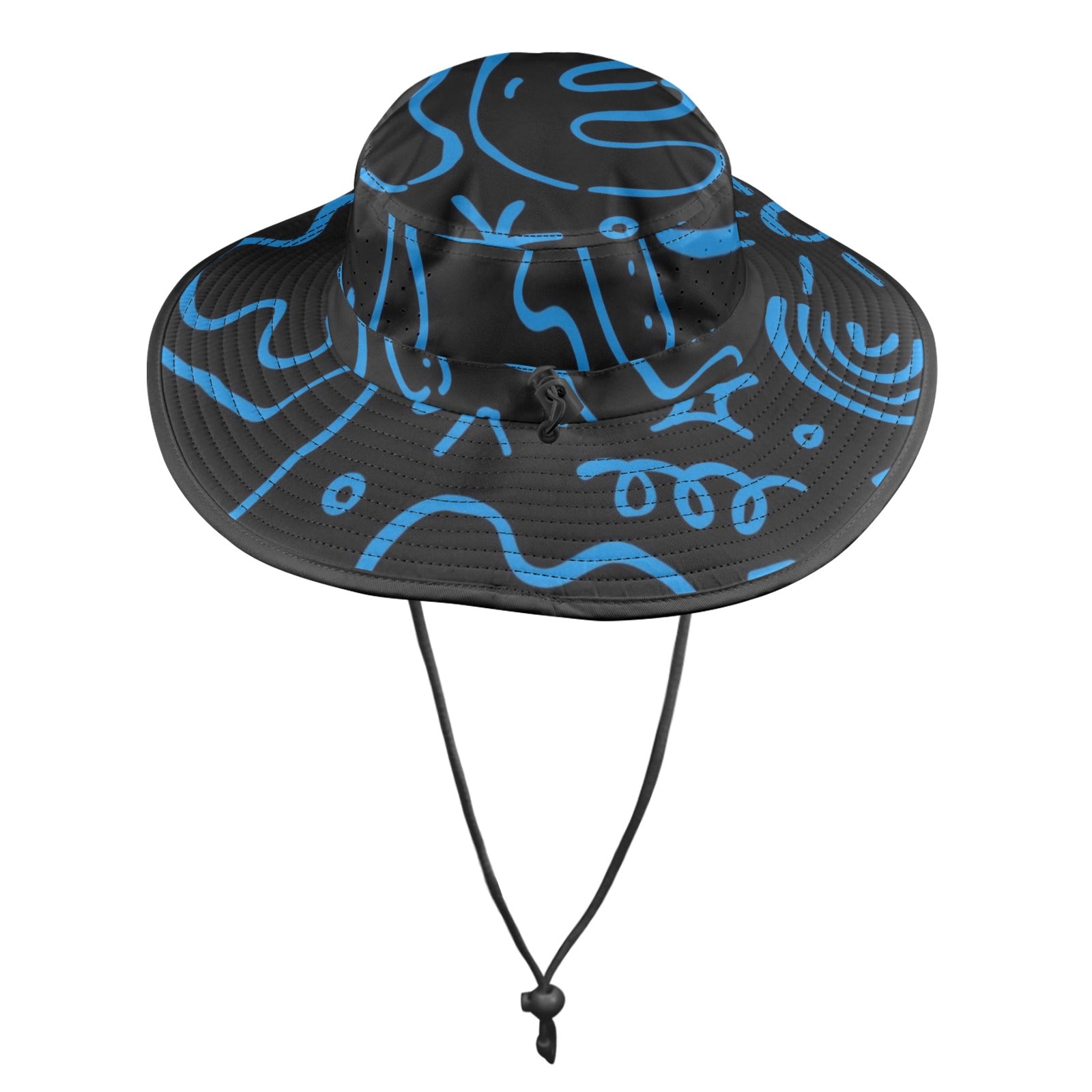 Blue Squiggle - Wide Brim Bucket Hat Wide Brim Bucket Hat Printed Offshore