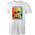 Beach Paradise, Summer Vibes Men's AS Colour T-Shirt White Mens T-shirt Printed In Australia Summer Surf