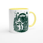 Alien And Bigfoot Play Guitar - White 11oz Ceramic Mug with Color Inside Colour 11oz Mug Globally Fulfilled Music Sci Fi