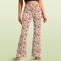 Bright And Colourful Flowers High Waist Crossover Tummy Control Flare Leggings