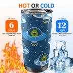 Cute Aliens in UFOs - 20oz Mobile Tumbler with Lid (Black Lock) 20oz Travel Mug Printed Offshore Sci Fi