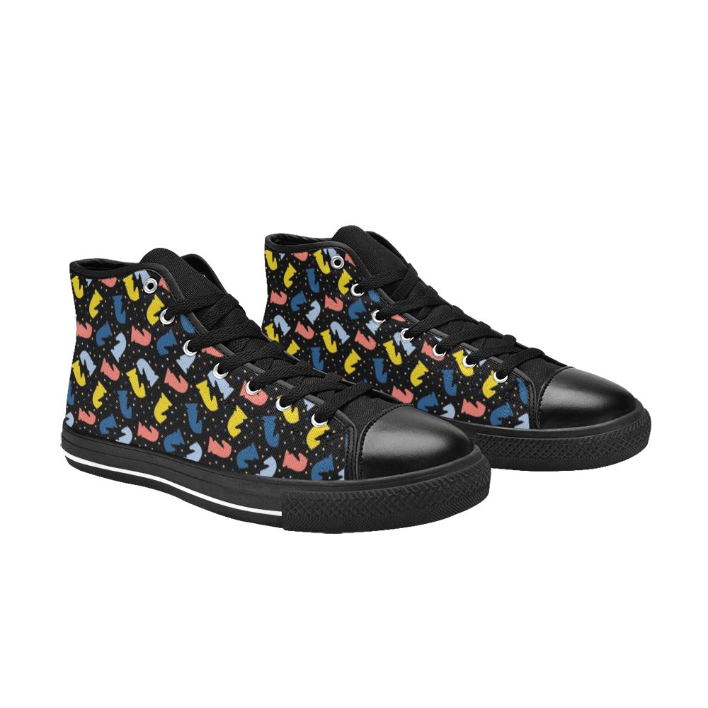 Colourful Chess Men's High Top Canvas Shoes Men's Classic High Top Canvas Shoes Chess Games Printed Offshore