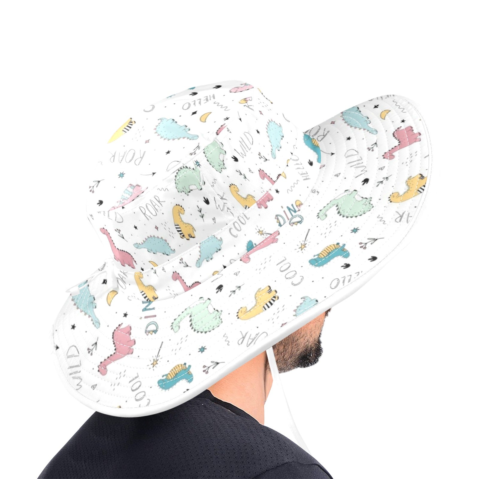 Quirky Dinosaurs Wide Brim Bucket Hat Wide Brim Bucket Hat animal Printed Offshore