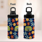 Hippy Caravan - Kids Water Bottle with Chug Lid (12 oz) Kids Water Bottle with Chug Lid Printed Offshore Retro