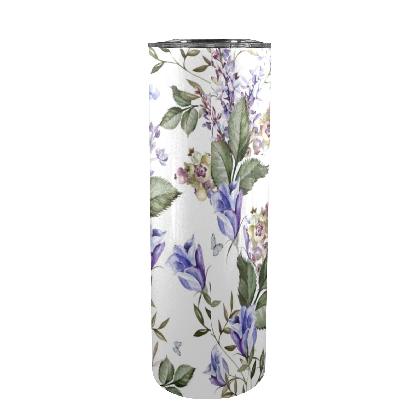 Blue Flowers 20oz Tall Skinny Tumbler with Lid and Straw