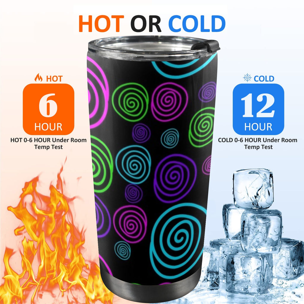 Neon Swirl - 20oz Mobile Tumbler with Lid (Black Lock)
